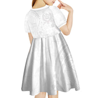 Tonga Faka Sepitema Kid Short Sleeve Dress Ngatu Pattern with Plumeria and Hibiscus