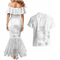 Tonga Faka Sepitema Couples Matching Mermaid Dress and Hawaiian Shirt Ngatu and Floral Pattern with Blooming Hibiscus LT03 - Polynesian Pride