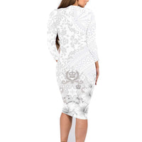 Tonga Faka Sepitema Family Matching Long Sleeve Bodycon Dress and Hawaiian Shirt Ngatu and Floral Pattern with Blooming Hibiscus LT03 - Polynesian Pride