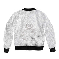 Tonga Faka Sepitema Sleeve Zip Bomber Jacket Ngatu and Floral Pattern with Blooming Hibiscus LT03 - Polynesian Pride