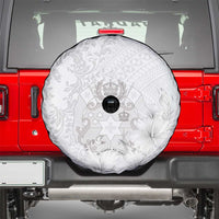 Tonga Faka Sepitema Spare Tire Cover Ngatu and Floral Pattern with Blooming Hibiscus