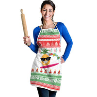 Hawaiian Mele Kalikimaka Apron Funny Pineapple Surfing with Map Christmas Stripe Elements LT03 - Polynesian Pride