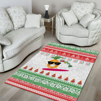Hawaiian Mele Kalikimaka Area Rug Funny Pineapple Surfing with Map Christmas Stripe Elements LT03 - Polynesian Pride