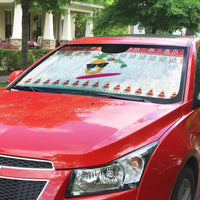 Hawaiian Mele Kalikimaka Auto Sun Shade Funny Pineapple Surfing with Map Christmas Stripe Elements LT03 - Polynesian Pride