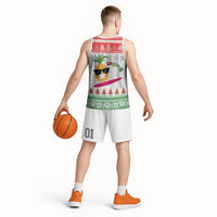 Hawaiian Mele Kalikimaka Basketball Jersey Funny Pineapple Surfing with Map Christmas Stripe Elements LT03 - Polynesian Pride