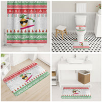 Hawaiian Mele Kalikimaka Bathroom Set Funny Pineapple Surfing with Map Christmas Stripe Elements LT03 - Polynesian Pride