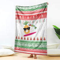 Hawaiian Mele Kalikimaka Blanket Funny Pineapple Surfing with Map Christmas Stripe Elements LT03 - Polynesian Pride