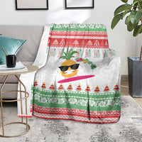 Hawaiian Mele Kalikimaka Blanket Funny Pineapple Surfing with Map Christmas Stripe Elements LT03 - Polynesian Pride