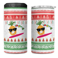 Hawaiian Mele Kalikimaka 4 in 1 Can Cooler Tumbler Funny Pineapple Surfing with Map Christmas Stripe Elements LT03 One Size: 16 oz Multicolor - Polynesian Pride
