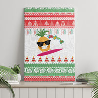 Hawaiian Mele Kalikimaka Canvas Wall Art Funny Pineapple Surfing with Map Christmas Stripe Elements LT03 - Polynesian Pride
