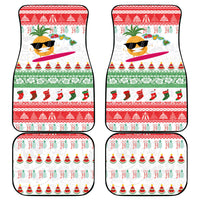 Hawaiian Mele Kalikimaka Car Mats Funny Pineapple Surfing with Map Christmas Stripe Elements LT03 - Polynesian Pride