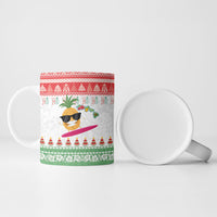 Hawaiian Mele Kalikimaka Ceramic Mug Funny Pineapple Surfing with Map Christmas Stripe Elements LT03 - Polynesian Pride