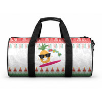Hawaiian Mele Kalikimaka Duffle Bag Funny Pineapple Surfing with Map Christmas Stripe Elements