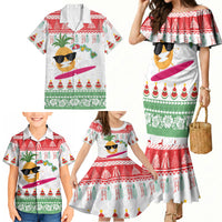 Hawaiian Mele Kalikimaka Family Matching Mermaid Dress and Hawaiian Shirt Funny Pineapple Surfing with Map Christmas Stripe Elements LT03 - Polynesian Pride