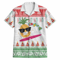 Hawaiian Mele Kalikimaka Hawaiian Shirt Funny Pineapple Surfing with Map Christmas Stripe Elements LT03 Multicolor - Polynesian Pride