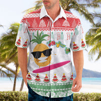 Hawaiian Mele Kalikimaka Hawaiian Shirt Funny Pineapple Surfing with Map Christmas Stripe Elements LT03 - Polynesian Pride