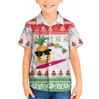 Hawaiian Mele Kalikimaka Hawaiian Shirt Funny Pineapple Surfing with Map Christmas Stripe Elements LT03 - Polynesian Pride