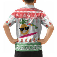 Hawaiian Mele Kalikimaka Hawaiian Shirt Funny Pineapple Surfing with Map Christmas Stripe Elements LT03 - Polynesian Pride