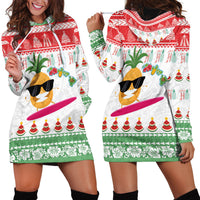 Hawaiian Mele Kalikimaka Hoodie Dress Funny Pineapple Surfing with Map Christmas Stripe Elements LT03 - Polynesian Pride