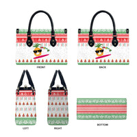 Hawaiian Mele Kalikimaka Leather Bag Funny Pineapple Surfing with Map Christmas Stripe Elements LT03 - Polynesian Pride