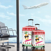 Hawaiian Mele Kalikimaka Luggage Cover Funny Pineapple Surfing with Map Christmas Stripe Elements LT03 - Polynesian Pride