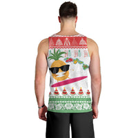 Hawaiian Mele Kalikimaka Men Tank Top Funny Pineapple Surfing with Map Christmas Stripe Elements LT03 - Polynesian Pride