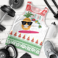 Hawaiian Mele Kalikimaka Men Tank Top Funny Pineapple Surfing with Map Christmas Stripe Elements LT03 - Polynesian Pride