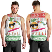 Hawaiian Mele Kalikimaka Men Tank Top Funny Pineapple Surfing with Map Christmas Stripe Elements LT03 - Polynesian Pride