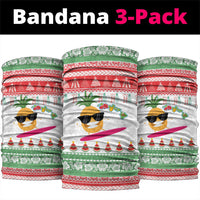 Hawaiian Mele Kalikimaka Neck Gaiter Funny Pineapple Surfing with Map Christmas Stripe Elements LT03 package One Size: 25*50cm Multicolor - Polynesian Pride