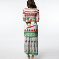 Hawaiian Mele Kalikimaka Puletasi Funny Pineapple Surfing with Map Christmas Stripe Elements LT03 - Polynesian Pride