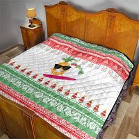 Hawaiian Mele Kalikimaka Quilt Funny Pineapple Surfing with Map Christmas Stripe Elements LT03 - Polynesian Pride