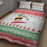 Hawaiian Mele Kalikimaka Quilt Bed Set Funny Pineapple Surfing with Map Christmas Stripe Elements LT03 - Polynesian Pride