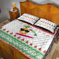 Hawaiian Mele Kalikimaka Quilt Bed Set Funny Pineapple Surfing with Map Christmas Stripe Elements LT03 - Polynesian Pride