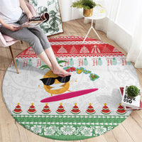 Hawaiian Mele Kalikimaka Round Carpet Funny Pineapple Surfing with Map Christmas Stripe Elements LT03 - Polynesian Pride