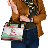 Hawaiian Mele Kalikimaka Shoulder Handbag Funny Pineapple Surfing with Map Christmas Stripe Elements LT03 - Polynesian Pride