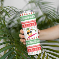 Hawaiian Mele Kalikimaka Skinny Tumbler Funny Pineapple Surfing with Map Christmas Stripe Elements LT03 - Polynesian Pride
