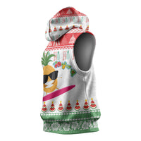 Hawaiian Mele Kalikimaka Sleeveless Hoodie Funny Pineapple Surfing with Map Christmas Stripe Elements LT03 - Polynesian Pride