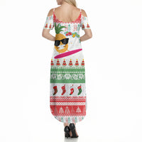Hawaiian Mele Kalikimaka Summer Maxi Dress Funny Pineapple Surfing with Map Christmas Stripe Elements LT03 - Polynesian Pride