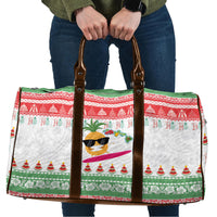 Hawaiian Mele Kalikimaka Travel Bag Funny Pineapple Surfing with Map Christmas Stripe Elements LT03 Multicolor - Polynesian Pride