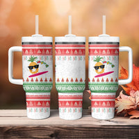 Hawaiian Mele Kalikimaka Tumbler With Handle Funny Pineapple Surfing with Map Christmas Stripe Elements LT03 - Polynesian Pride