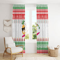 Hawaiian Mele Kalikimaka Window Curtain Funny Pineapple Surfing with Map Christmas Stripe Elements LT03 - Polynesian Pride
