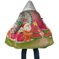 Hawaiian Watermelon Mele Kalikimaka Cloak Tropical Tribal Pattern with Funny Santa Claus LT03 Unisex Multicolor - Polynesian Pride