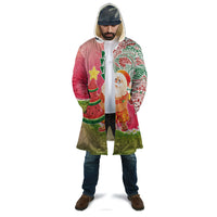 Hawaiian Watermelon Mele Kalikimaka Cloak Tropical Tribal Pattern with Funny Santa Claus LT03 - Polynesian Pride