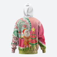 Hawaiian Watermelon Mele Kalikimaka Hoodie Tropical Tribal Pattern with Funny Santa Claus LT03 - Polynesian Pride