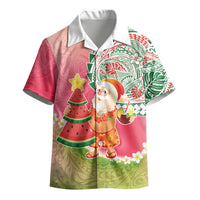Hawaiian Watermelon Mele Kalikimaka Kid Hawaiian Shirt Tropical Tribal Pattern with Funny Santa Claus LT03 - Polynesian Pride