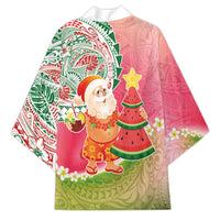Hawaiian Watermelon Mele Kalikimaka Kimono Tropical Tribal Pattern with Funny Santa Claus LT03 - Polynesian Pride