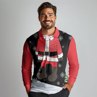 Polynesian Santa Claus Costume Funny Long Sleeve Polo Shirt LT03 - Polynesian Pride