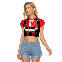 Polynesian Santa Claus Costume Funny Raglan Cropped T Shirt LT03 Female Multicolor - Polynesian Pride