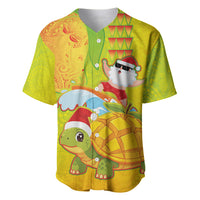 Hawaiian Mango Mele Kalikimaka Baseball Jersey Santa Claus Surfing with Turtle Mango Christmas LT03 Multicolor - Polynesian Pride