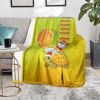 Hawaiian Mango Mele Kalikimaka Blanket Santa Claus Surfing with Turtle Mango Christmas LT03 - Polynesian Pride